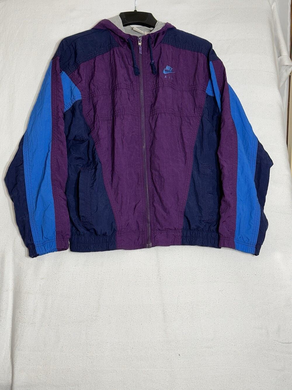 Nike Vintage 90s Mens Medium Windbreaker Full Zip Color Block Hooded Jacket
